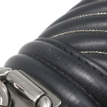 シャネル CHANEL ボーイシャネル25 A67086 ブラック ラムスキン ショルダーバッグ シルバー金具 シェブロン チェーンショルダー