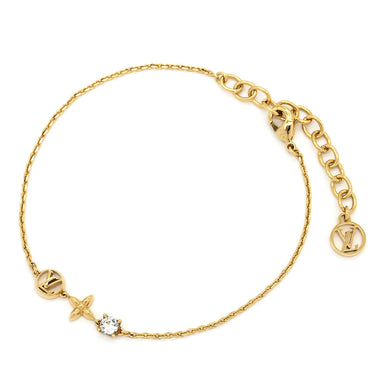 ルイヴィトン LOUIS VUITTON プティ ルイ M00374 ゴールド GP ストラス ブレスレット LVサークル モノグラムフラワー