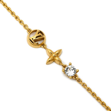 ルイヴィトン LOUIS VUITTON プティ ルイ M00374 ゴールド GP ストラス ブレスレット LVサークル モノグラムフラワー