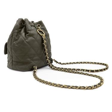 シャネル CHANEL マトラッセ チェーン バッグパック AS4342 カーキ レザー リュック・デイパック シャンパンゴールド金具