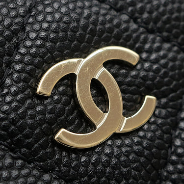 シャネル CHANEL マトラッセ コンパクト ウォレット AP3178 ブラック キャビアスキン 二つ折り財布 ゴールド金具 ココマーク