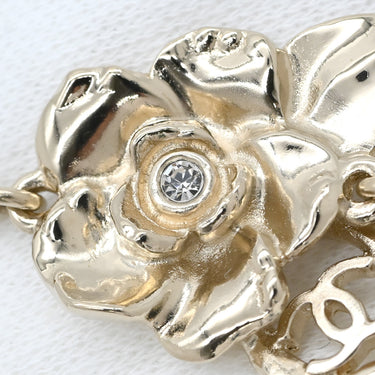 シャネル CHANEL カメリアモチーフ ABE419 ゴールド GP フェイクパール ストラス ネックレス CCマーク チョーカー 花 2024AW シャンパンゴールド
