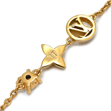 ルイヴィトン LOUIS VUITTON プティ ルイ M00374 ゴールド GP ストラス ブレスレット LVサークル モノグラムフラワー