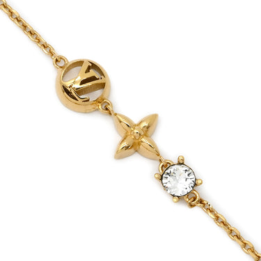 ルイヴィトン LOUIS VUITTON プティ ルイ M00374 ゴールド GP ストラス ブレスレット LVサークル モノグラムフラワー