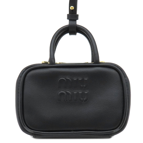 値引き　ミューミュー　Miu miu チャーム　　リボン Miu Miu Ribbon Shoulder Bag Leather Navy Women's Used – 【公式