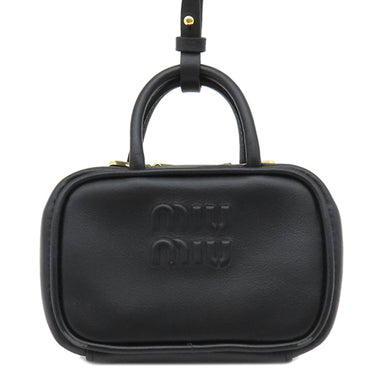 ミュウミュウ MIU MIU マイクロバッグ チャーム 5NR036 ブラック レザー バッグチャーム ゴールド金具 黒 カバンモチーフ