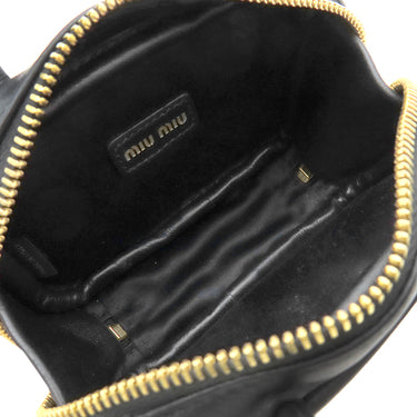 ミュウミュウ MIU MIU マイクロバッグ チャーム 5NR036 ブラック レザー バッグチャーム ゴールド金具 黒 カバンモチーフ