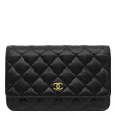 シャネル CHANEL マトラッセ チェーンウォレット ブラック キャビアスキン チェーンウォレット ゴールド金具