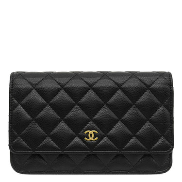 シャネル CHANEL マトラッセ チェーンウォレット ブラック キャビアスキン チェーンウォレット ゴールド金具