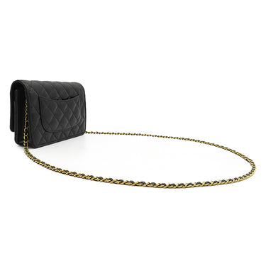 シャネル CHANEL マトラッセ チェーンウォレット ブラック キャビアスキン チェーンウォレット ゴールド金具