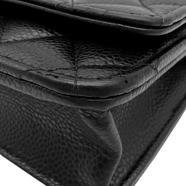 シャネル CHANEL マトラッセ チェーンウォレット ブラック キャビアスキン チェーンウォレット ゴールド金具