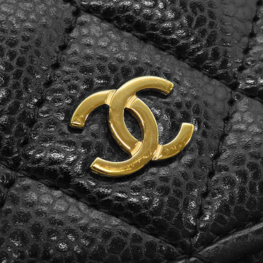 シャネル CHANEL マトラッセ チェーンウォレット ブラック キャビアスキン チェーンウォレット ゴールド金具