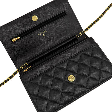 シャネル CHANEL マトラッセ チェーンウォレット ブラック キャビアスキン チェーンウォレット ゴールド金具