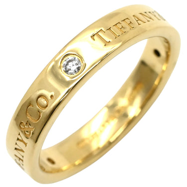 ティファニー Tiffany & Co フラットバンド 3Pダイヤ イエローゴールド K18YG リング 指輪 T&Co. 18K 750 YG ロゴ 15号