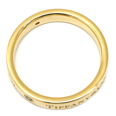 ティファニー Tiffany & Co フラットバンド 3Pダイヤ イエローゴールド K18YG リング 指輪 T&Co. 18K 750 YG ロゴ 15号