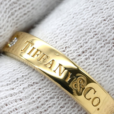 ティファニー Tiffany & Co フラットバンド 3Pダイヤ イエローゴールド K18YG リング 指輪 T&Co. 18K 750 YG ロゴ 15号