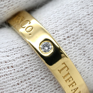 ティファニー Tiffany & Co フラットバンド 3Pダイヤ イエローゴールド K18YG リング 指輪 T&Co. 18K 750 YG ロゴ 15号