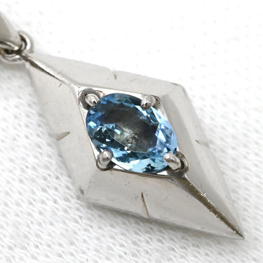 ノンブランド NON BRAND アクアマリン 0.46ct ブルー×ホワイトゴールド K18WG アクアマリン ペンダントトップ Au750 18K 18金 WG 幾何学デザイン ひし形