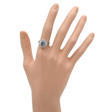 ノンブランド NON BRAND ブラックオパール ダイヤモンド ブラック×プラチナシルバー Pt900 ブラックオパール ダイヤモンド リング 指輪 プラチナ Pt900 遊色 プレイオブカラー オーバル 12号