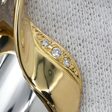 ミキモト MIKIMOTO リーフモチーフ 3Pダイヤ イエローゴールド×シルバー K18YG シルバー925 ダイヤモンド ネックレス MIKIMOTO 18K 18金 Au750 AG925