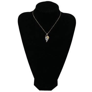 ミキモト MIKIMOTO リーフモチーフ 3Pダイヤ イエローゴールド×シルバー K18YG シルバー925 ダイヤモンド ネックレス MIKIMOTO 18K 18金 Au750 AG925