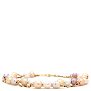 タサキ TASAKI 淡水 バロックパール マルチカラー×イエローゴールド K18YG パール ブレスレット TASAKI 18K 750YG 真珠 白 ピンク 紫 ゴールド