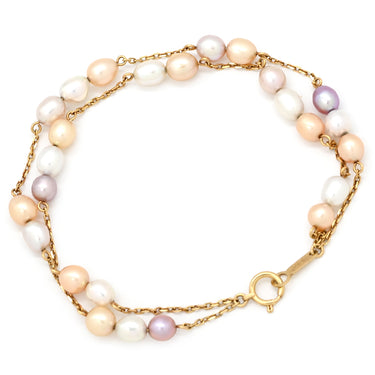 タサキ TASAKI 淡水 バロックパール マルチカラー×イエローゴールド K18YG パール ブレスレット TASAKI 18K 750YG 真珠 白 ピンク 紫 ゴールド