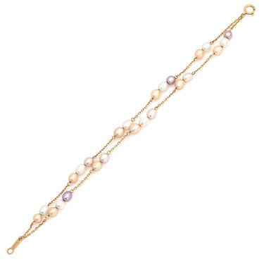 タサキ TASAKI 淡水 バロックパール マルチカラー×イエローゴールド K18YG パール ブレスレット TASAKI 18K 750YG 真珠 白 ピンク 紫 ゴールド