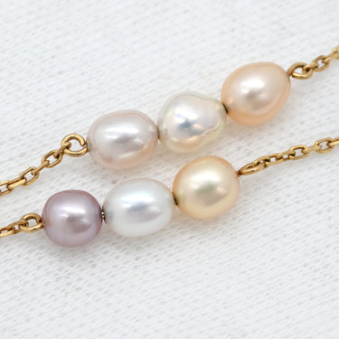 タサキ TASAKI 淡水 バロックパール マルチカラー×イエローゴールド K18YG パール ブレスレット TASAKI 18K 750YG 真珠 白 ピンク 紫 ゴールド