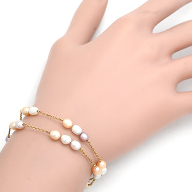 タサキ TASAKI 淡水 バロックパール マルチカラー×イエローゴールド K18YG パール ブレスレット TASAKI 18K 750YG 真珠 白 ピンク 紫 ゴールド