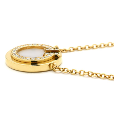 ティファニー Tiffany & Co Tトゥー サークル ペンダント ダイヤ＆マザーオブパール スモールサイズ パールホワイト×イエローゴールド K18YG ダイヤモンド マザーオブパール ネックレス 白 シェル ラウンド