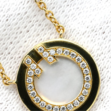 ティファニー Tiffany & Co Tトゥー サークル ペンダント ダイヤ＆マザーオブパール スモールサイズ パールホワイト×イエローゴールド K18YG ダイヤモンド マザーオブパール ネックレス 白 シェル ラウンド