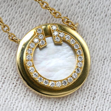 ティファニー Tiffany & Co Tトゥー サークル ペンダント ダイヤ＆マザーオブパール スモールサイズ パールホワイト×イエローゴールド K18YG ダイヤモンド マザーオブパール ネックレス 白 シェル ラウンド