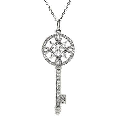 ティファニー Tiffany & Co ビクトリア ラウンドキー ダイヤ ペンダント プラチナシルバー Pt950 ダイヤモンド K18WG (チェーン) ネックレス プラチナ 950 750WG 鍵モチーフ