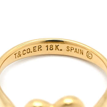ティファニー Tiffany & Co クローズドハート イエローゴールド K18YG ダイヤモンド リング 指輪 T＆Co. 18K 750 YG エルサ ペレッティ 3石 3粒 ダイヤモンド 10.5号