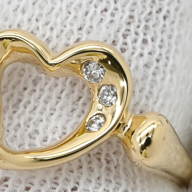 ティファニー Tiffany & Co クローズドハート イエローゴールド K18YG ダイヤモンド リング 指輪 T＆Co. 18K 750 YG エルサ ペレッティ 3石 3粒 ダイヤモンド 10.5号