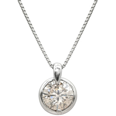 ノンブランド NON BRAND ソリティア ダイヤモンド 1.12ct プラチナシルバー Pt900 ダイヤモンド Pt850(チェーン) ネックレス プラチナ Pt900 大粒 1P 1石 1粒 ラウンド ベゼルセッティング