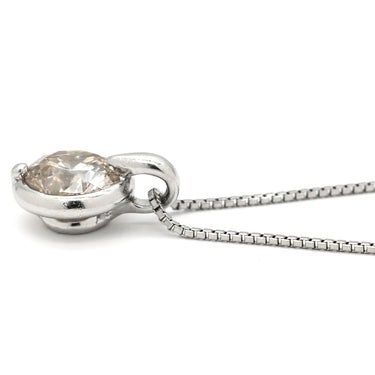 ノンブランド NON BRAND ソリティア ダイヤモンド 1.12ct プラチナシルバー Pt900 ダイヤモンド Pt850(チェーン) ネックレス プラチナ Pt900 大粒 1P 1石 1粒 ラウンド ベゼルセッティング