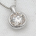 ノンブランド NON BRAND ソリティア ダイヤモンド 1.12ct プラチナシルバー Pt900 ダイヤモンド Pt850(チェーン) ネックレス プラチナ Pt900 大粒 1P 1石 1粒 ラウンド ベゼルセッティング