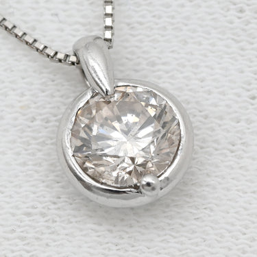 ノンブランド NON BRAND ソリティア ダイヤモンド 1.12ct プラチナシルバー Pt900 ダイヤモンド Pt850(チェーン) ネックレス プラチナ Pt900 大粒 1P 1石 1粒 ラウンド ベゼルセッティング