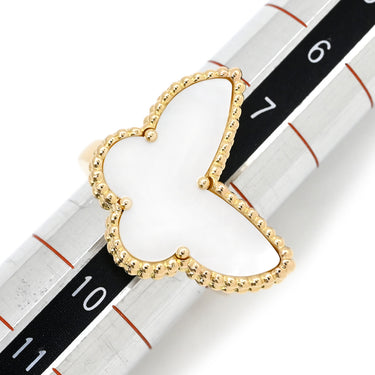 ヴァンクリーフアーペル Van Cleef & Arpels ラッキー アルハンブラ パピヨン パールホワイト×イエローゴールド K18YG マザーオブパール #49(JP9) リング 指輪 18K 18金 蝶 パール 8.5号