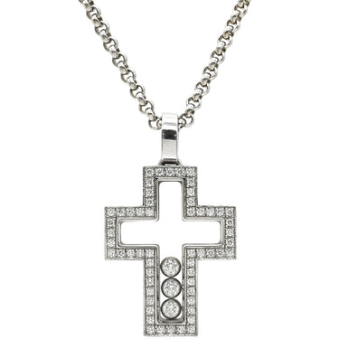ショパール CHOPARD ハッピーダイヤモンド クロス ペンダント 79/4055 ホワイトゴールド K18WG ダイヤモンド ネックレス ムービングダイヤ 750ＷG 18K 3P