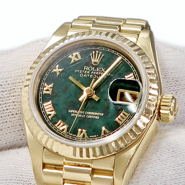 腕時計 ロレックス ROLEX デイトジャスト 69178 R番 自動巻き レディース R番 K18YG無垢 ブラッドストーン グリーン ヴィンテージ