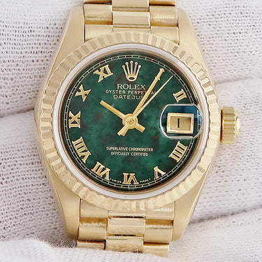 腕時計 ロレックス ROLEX デイトジャスト 69178 R番 自動巻き レディース R番 K18YG無垢 ブラッドストーン グリーン ヴィンテージ