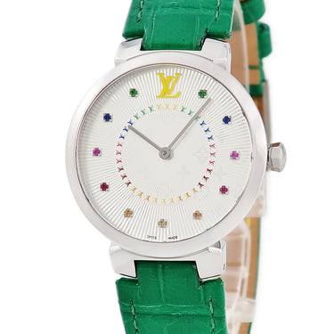 腕時計 ルイヴィトン Louis Vuitton タンブール スリム MM レインボー QA159Z クオーツ メンズ レディース モノグラム ギョウシェ カラフル