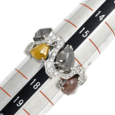 ノンブランド NON BRAND ダイヤモンド デザインリング ブラウン×イエロー×ホワイトゴールド K18WG ダイヤモンド リング 指輪 18K 750 WG ローズカット ラウンドブリリアントカット 16.5号