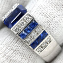 ノンブランド NON BRAND サファイア 1.76ct ダイヤモンド デザインリング ブルー×プラチナシルバー Pt900 サファイア ダイヤモンド リング 指輪 青 プラチナ900 ストライプ 10号