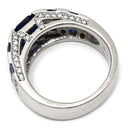 ノンブランド NON BRAND サファイア 1.76ct ダイヤモンド デザインリング ブルー×プラチナシルバー Pt900 サファイア ダイヤモンド リング 指輪 青 プラチナ900 ストライプ 10号