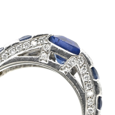 ノンブランド NON BRAND サファイア 1.76ct ダイヤモンド デザインリング ブルー×プラチナシルバー Pt900 サファイア ダイヤモンド リング 指輪 青 プラチナ900 ストライプ 10号