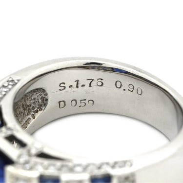 ノンブランド NON BRAND サファイア 1.76ct ダイヤモンド デザインリング ブルー×プラチナシルバー Pt900 サファイア ダイヤモンド リング 指輪 青 プラチナ900 ストライプ 10号